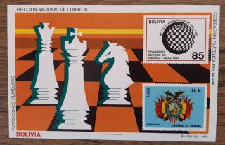 Bolívie ** aršík Bl147, letecký, šachy, r. 1985