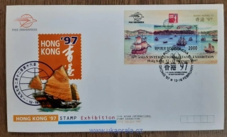 Indonésie FDC aršík "Hong Kong '97" International Stamp Exhibition