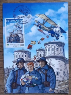 LUCEMBURSKO CM vojáci, letadlo, pošta, komiks, r. 2019