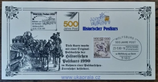 NSR, Pamětní list k 500. výročí pošty, jízda poštovního dostavníku, r. 1990