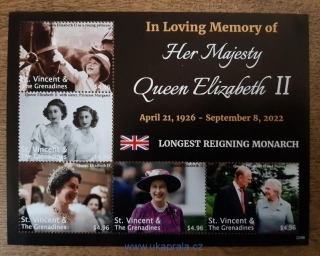 St. Vincent and The Grenadines ** aršík 5zn., QEII. Memory, r. 2022