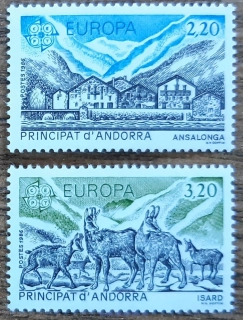 ANDORRA, FRANCIE ** 369/70, EUROPA, ochrana přírody, r. 1986