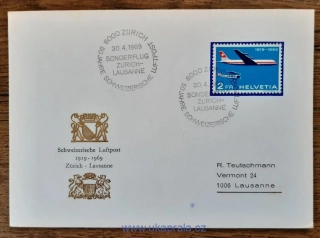 Švýcarsko 899, 50 let švýcarské letecké pošty, r. 1969
