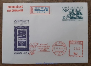 ČR, celistvost, sport, LOH Atlanta, R nálepka 100 let ČOV