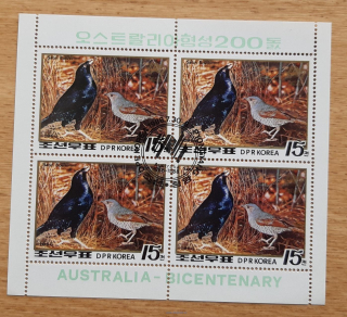 Severní Korea raz. 4blok 2941, Satin Bower, výročí kolonizace Austrálie, r. 1988